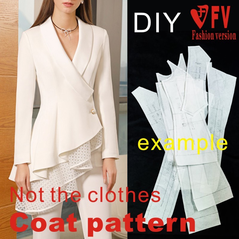 Textile Sewing Patterns - เย็บภาพวาดหญิง V คอ Blazer 1:1การออกแบบเสื้อผ้ารูปแบบ BWT-120