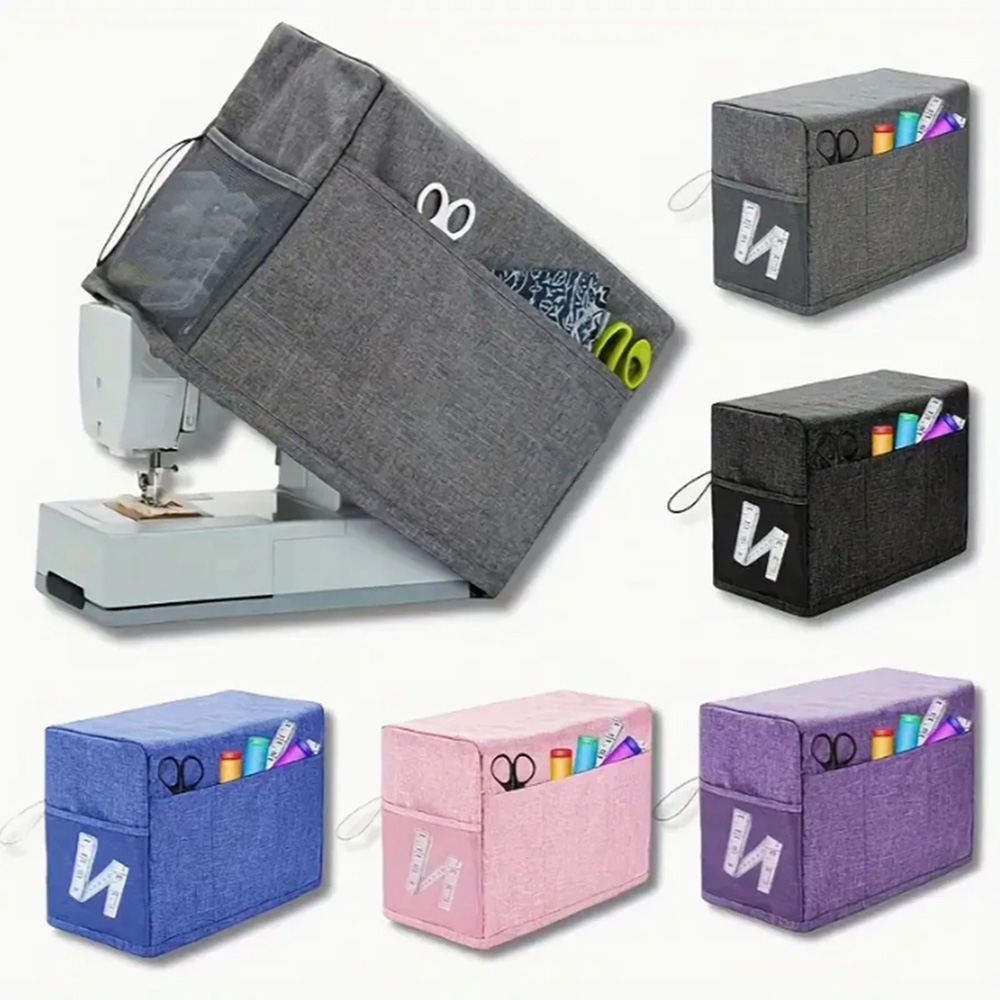 Textile Sewing Machines - ฝาครอบจักรเย็บผ้าอเนกประสงค์พร้อมกระเป๋าเก็บของและที่จับด้านข้าง ฝาครอบกันฝุ่นสําหรับจักรเย็บผ้ามาตรฐานส่วนใหญ่