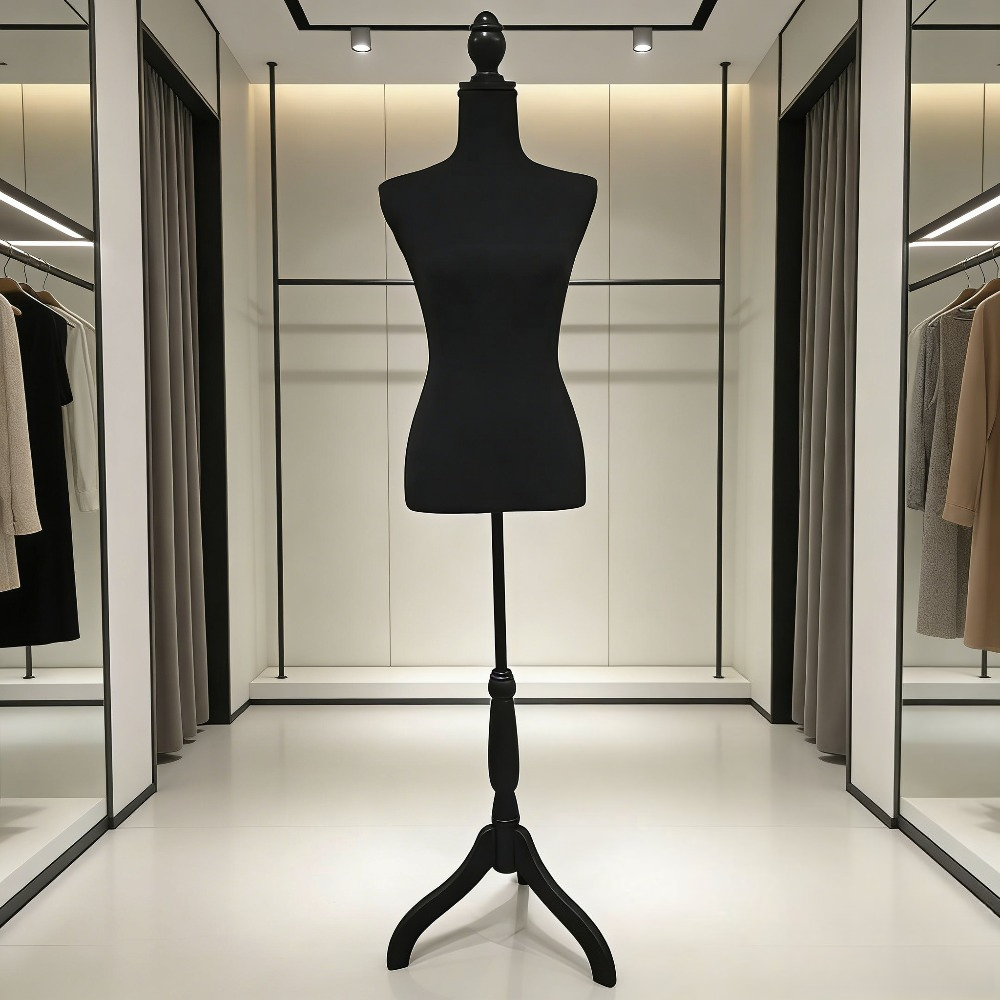 Dress Form Mannequin - หุ่นโชว์เสื้อผ้าครึ่งตัวสำหรับร้านขายเสื้อผ้า ขาตั้งโชว์ชุดเดรสผู้หญิง แบบปรับได้ สำหรับตกแต่งร้านค้าปลีก