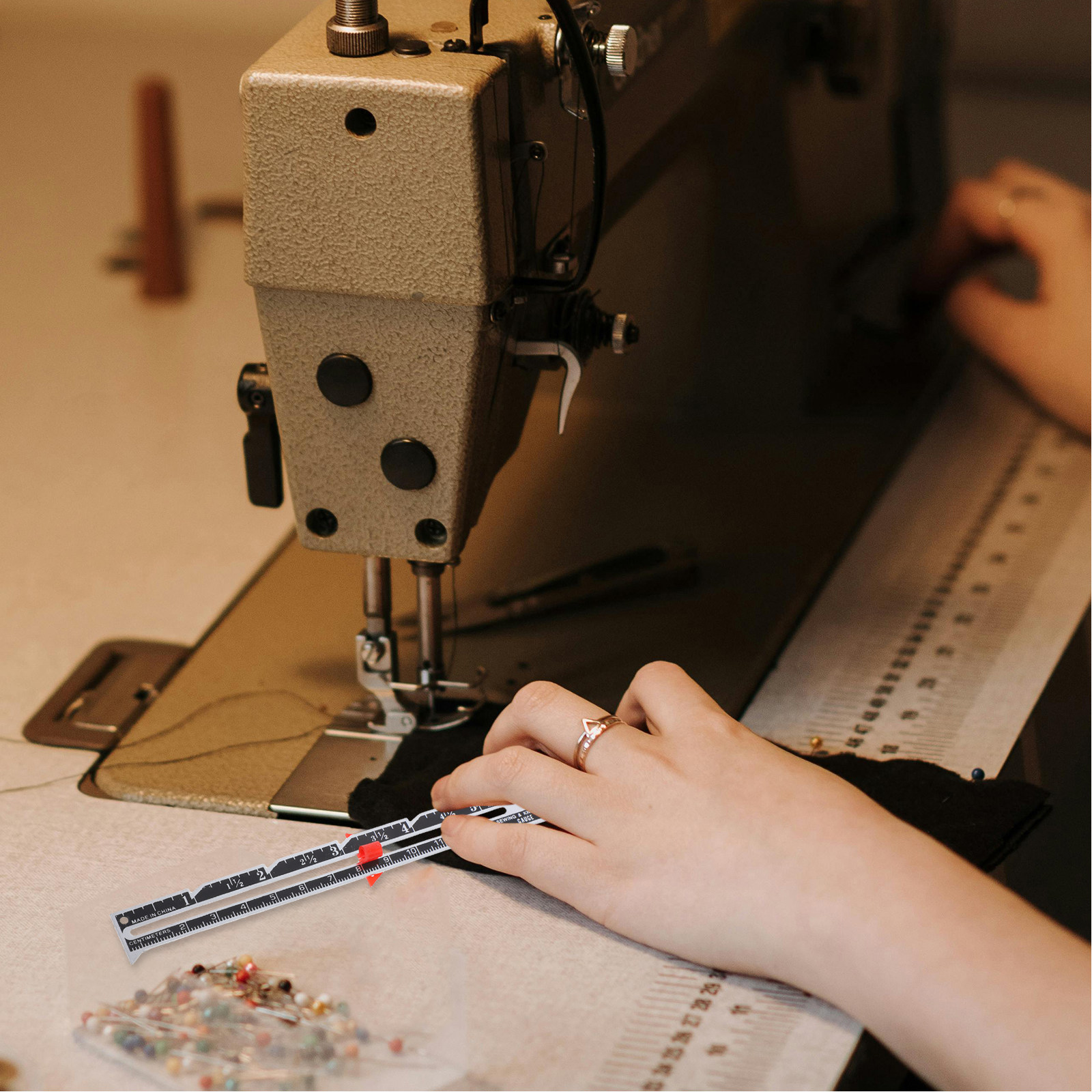 Sewing Knit - ไม้บรรทัดวัดตะเข็บโลหะ 12 ชิ้น เครื่องมือวัดแบบเลื่อนได้ สำหรับงานเย็บผ้า ควิลท์