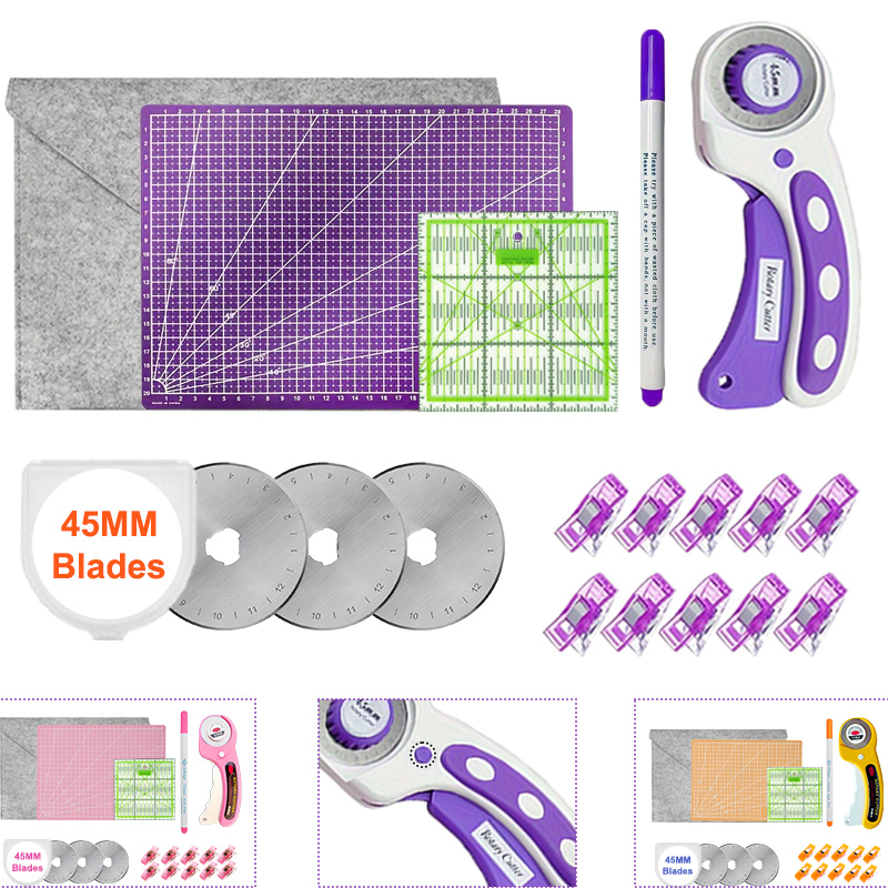 Rotary Cutter Fabric - เครื่องตัดแบบหมุนขนาด 45 มม. พร้อมแผ่นรองตัดหนาพิเศษ A4 +