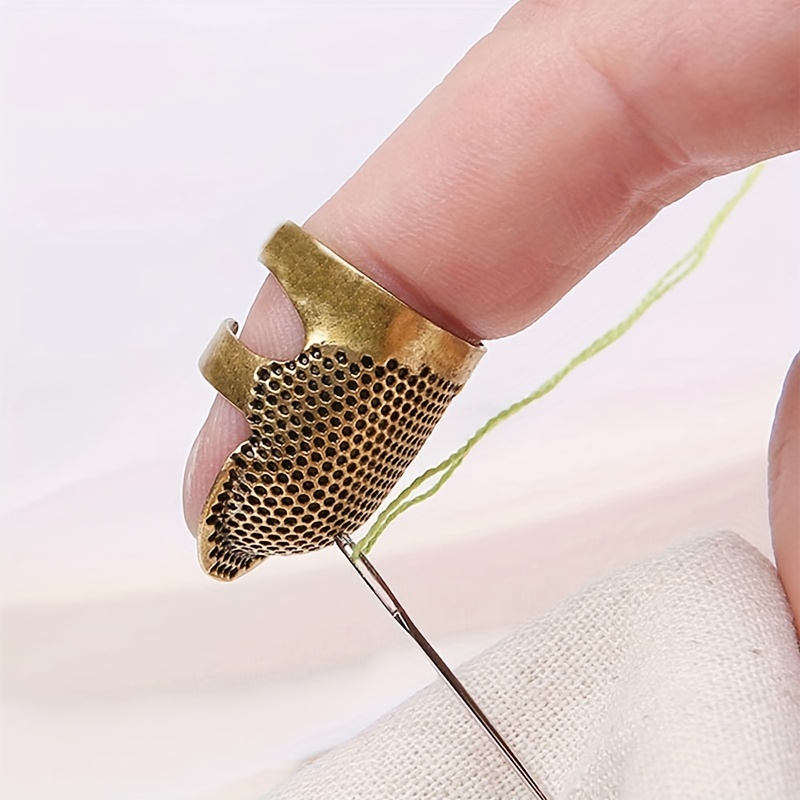 Sewing Thimble Metal - ปลอกนิ้วป้องกันการเจ็บนิ้วสำหรับงานเย็บผ้า 4 ชิ้น, ปลอกนิ้วโลหะปรับได้, อุปกรณ์เสริมสำหรับงานเย็บผ้าและงานควิลท์