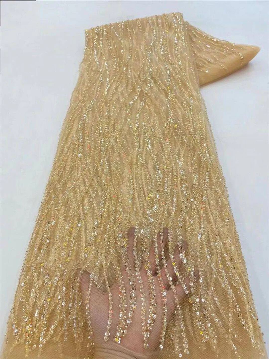 ผ้าตาข่ายปักลายแอฟริกาสีทอง ปร - Sewing Net บทวิจารณ์และราคา