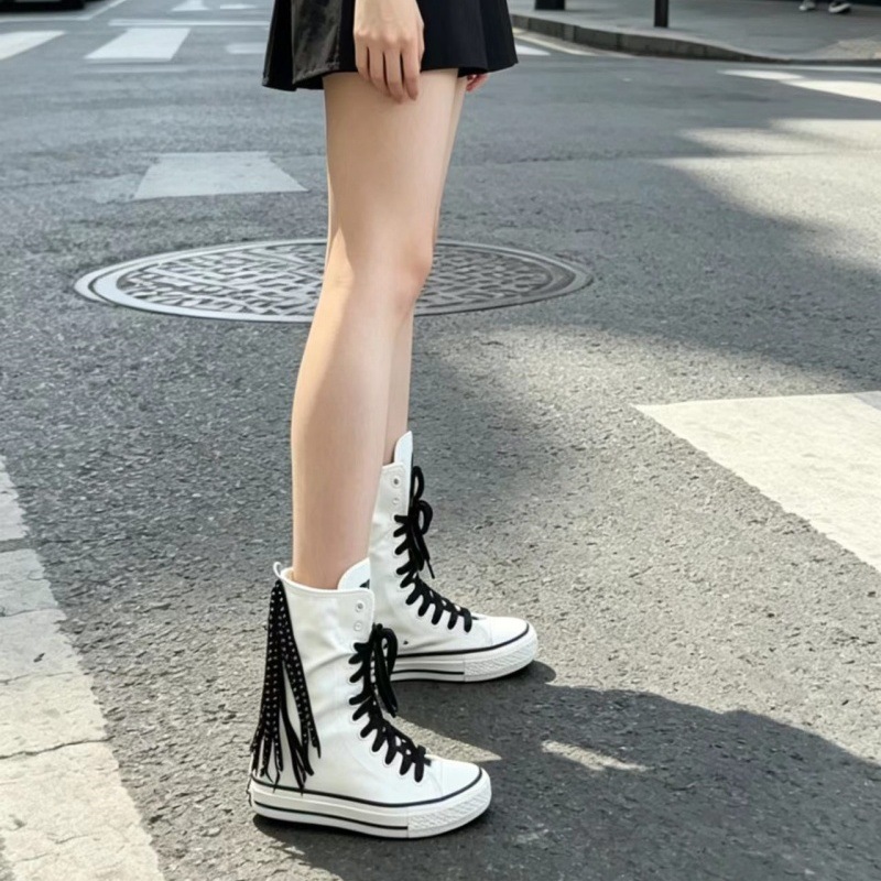 รองเท้าผ้าใบผู้หญิงแบบใหม่ ทรง - Sewing Front Zipper บทวิจารณ์และราคา
