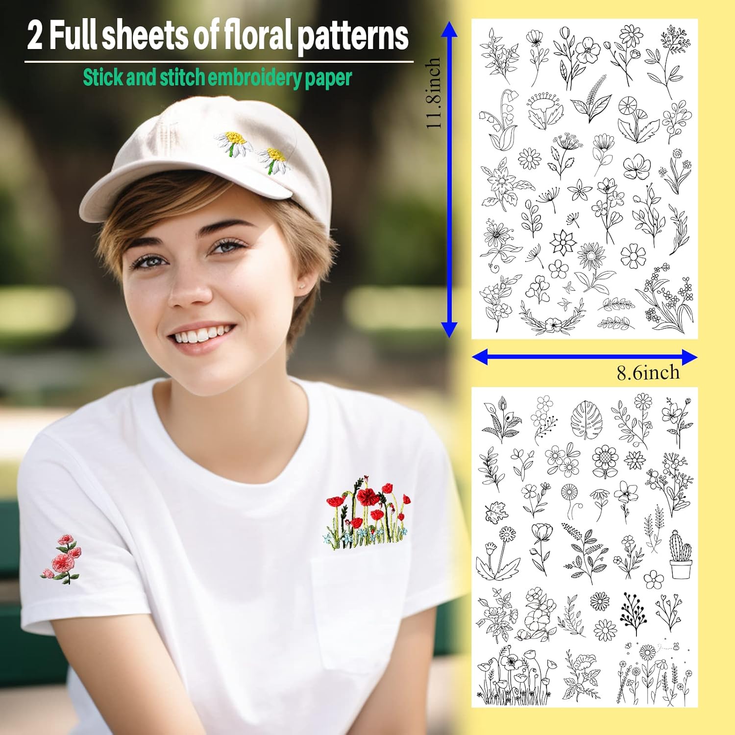 กระดาษปักลายดอกไม้แบบละลายน้ำไ - Textile Sewing Patterns บทวิจารณ์และราคา