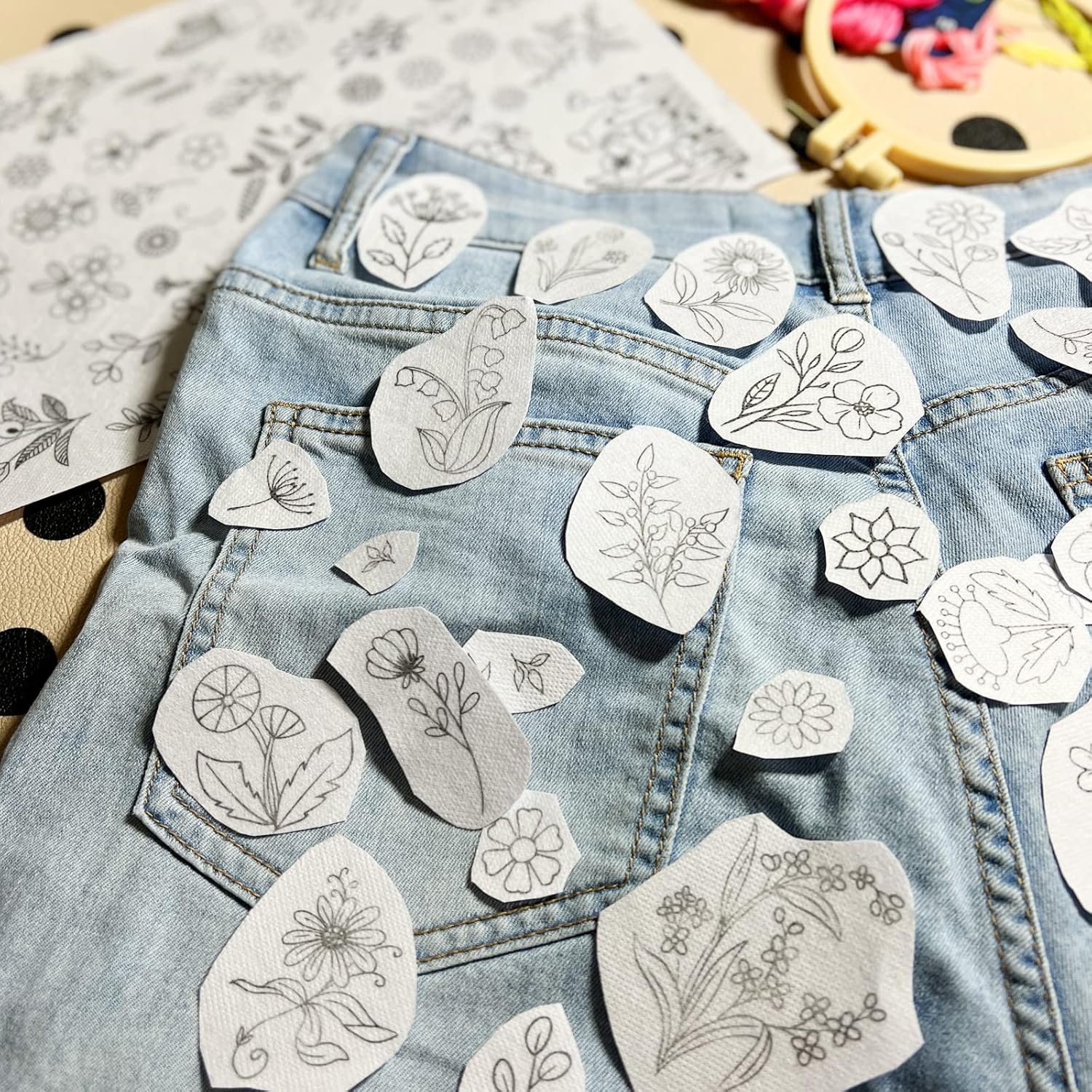 กระดาษปักลายดอกไม้แบบละลายน้ำไ - Textile Sewing Patterns บทวิจารณ์และราคา