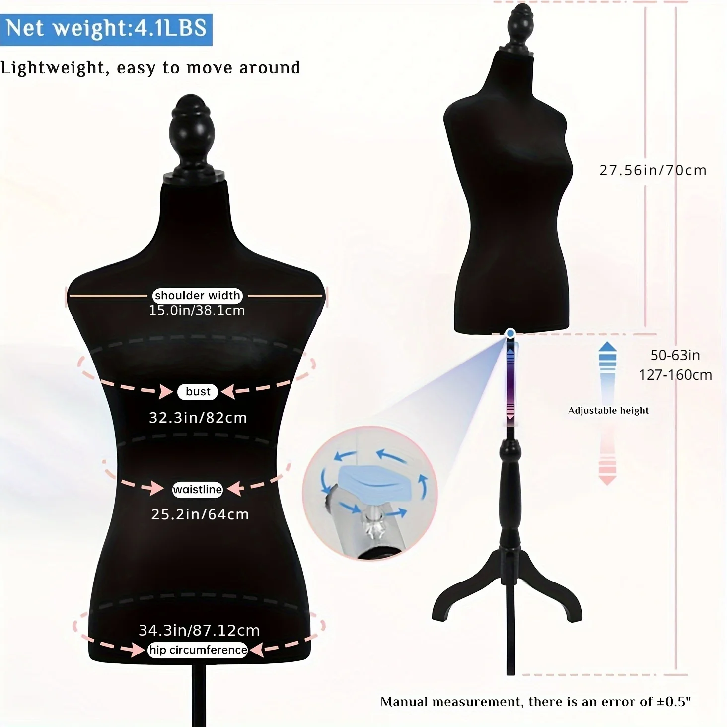 หุ่นโชว์เสื้อผ้าครึ่งตัวสำหรับ - Dress Form Mannequin บทวิจารณ์และราคา
