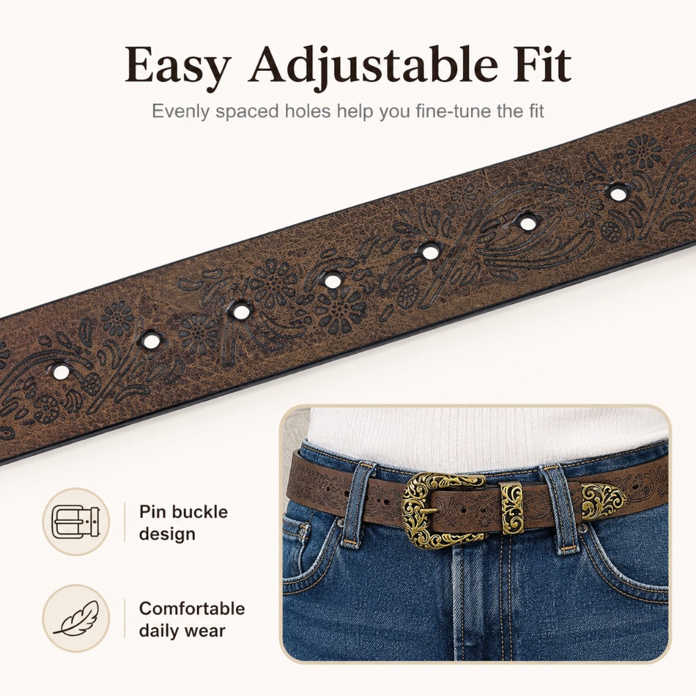 เข็มขัดลายแกะสลักสไตล์เรโทรสำห - Leather Needle Heavy บทวิจารณ์และราคา