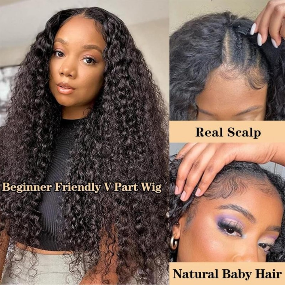 Deep Wave V Partวิกผมผมมนุษย์ไ - Sewing V บทวิจารณ์และราคา